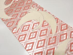 アンティーク　鶴に菱模様織出し袋帯（材料）